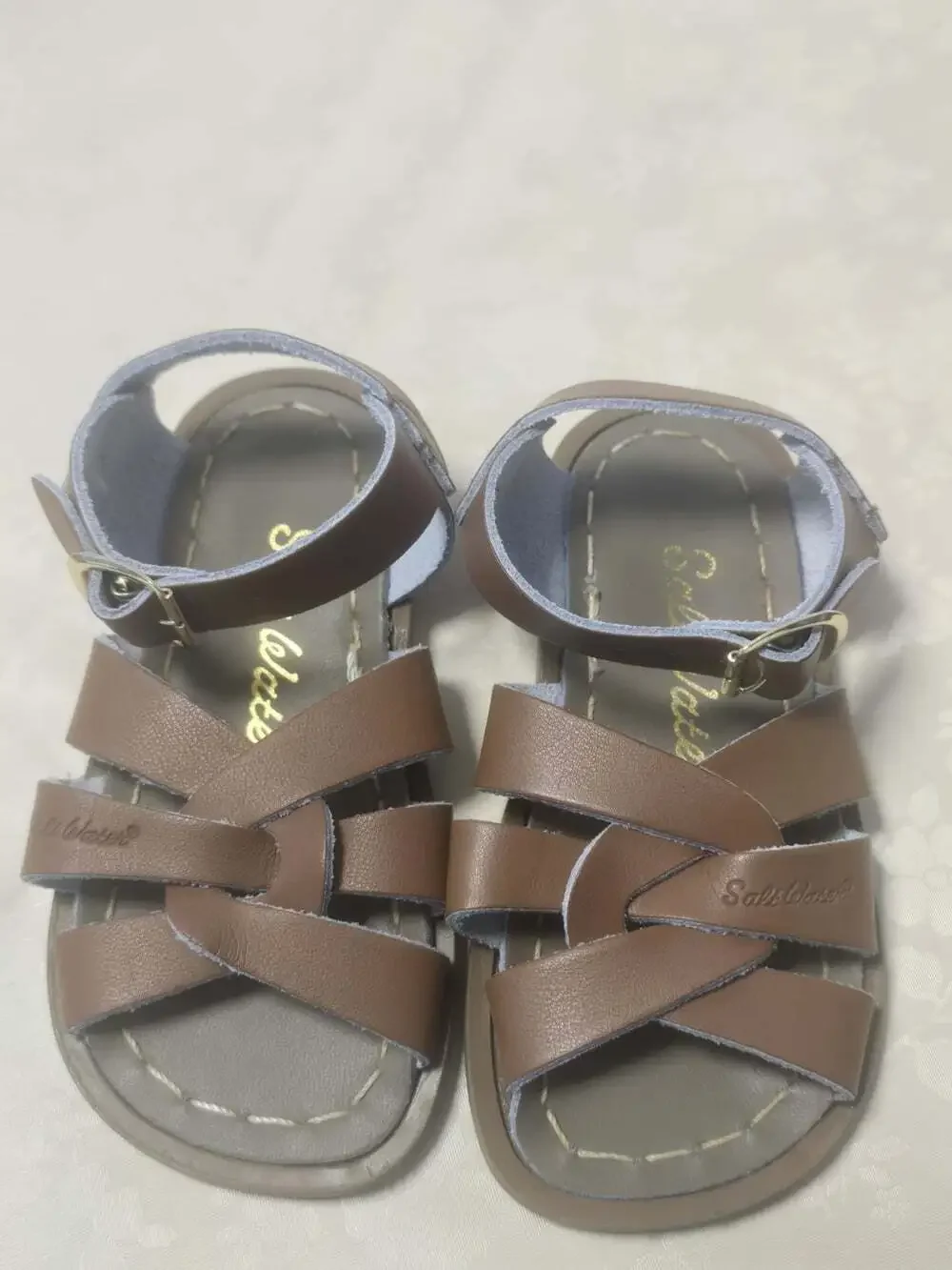 New The Salt Water Original Tan Color Toddler Adjustable Straps Leather Sandals